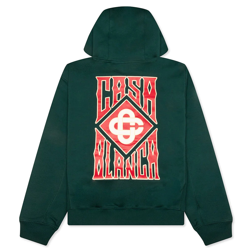 Gothic Stacked Logo Printed Hoodie Green