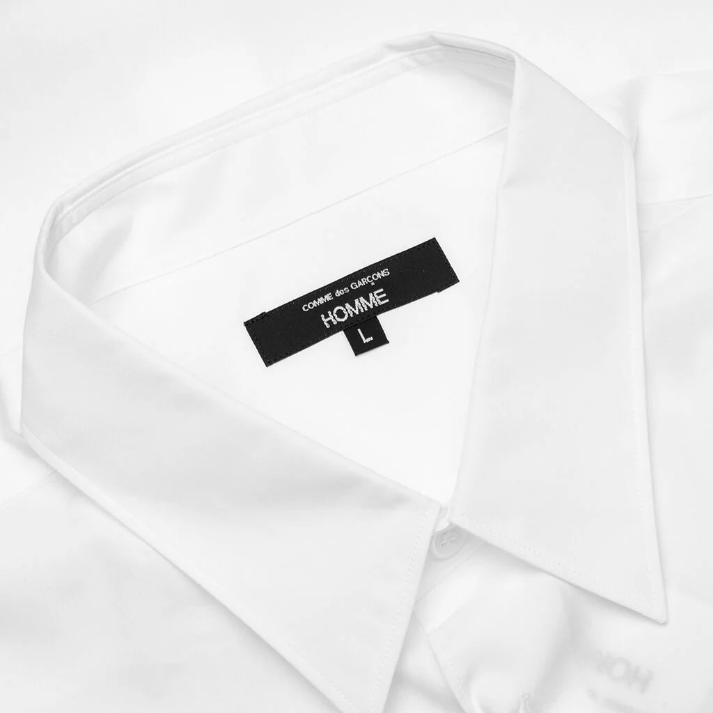 Curved Hem Short Sleeve Shirt White