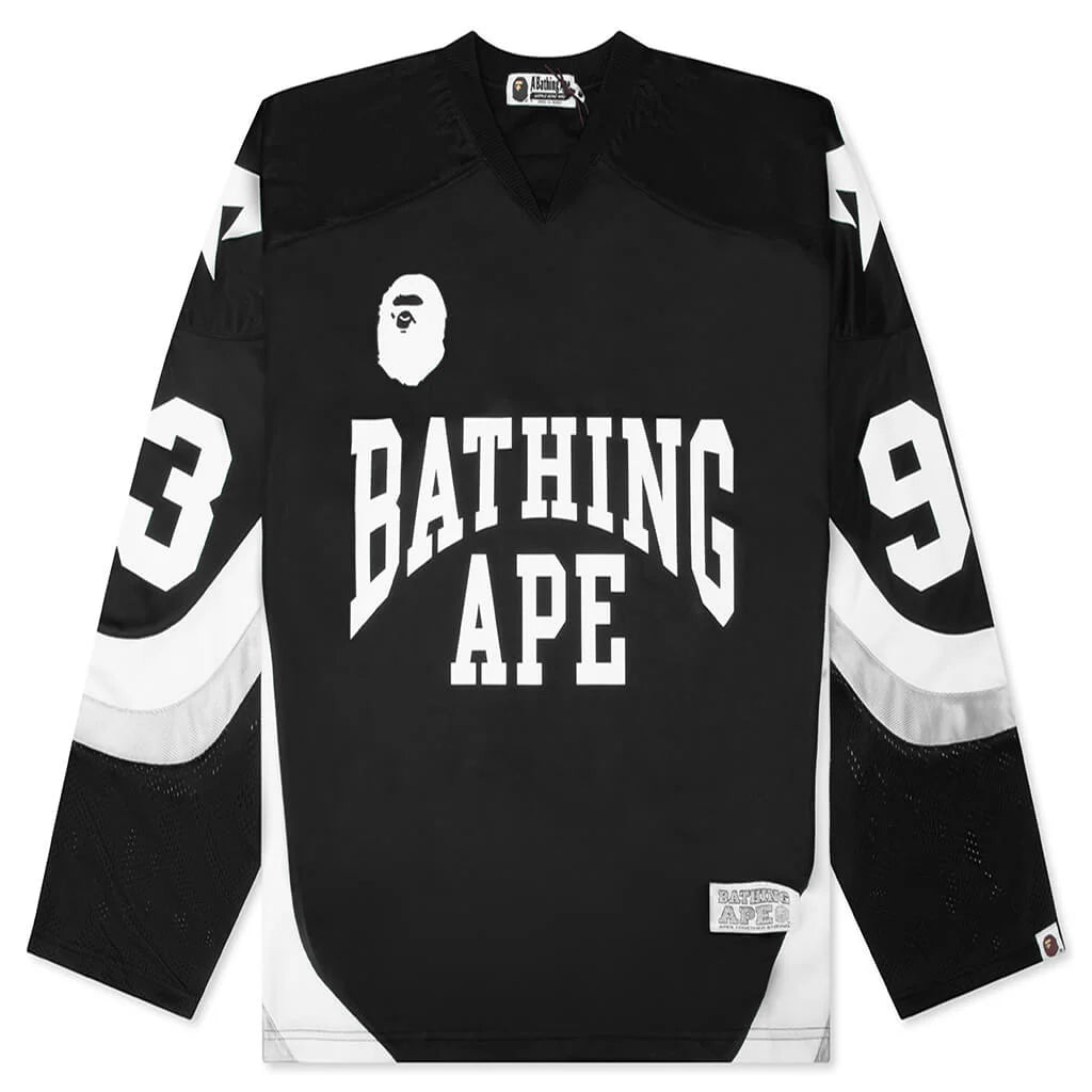 Line Camo Jacquard Logo Relaxed Fit Ice Hockey Jersey Black