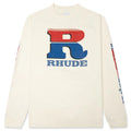 Split Petrol Logo L S Tee Vintage White Red Blue
