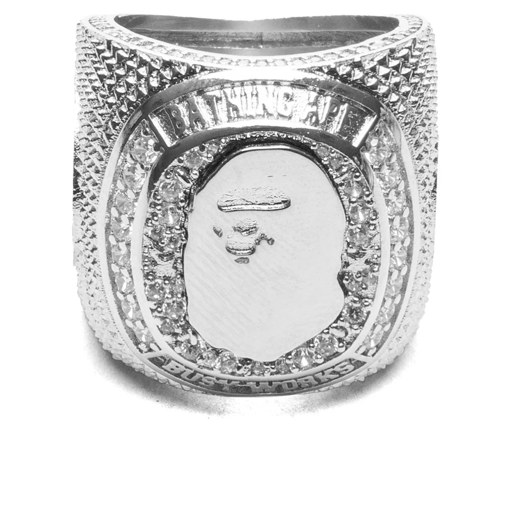 Rhinestone College Ring Silver