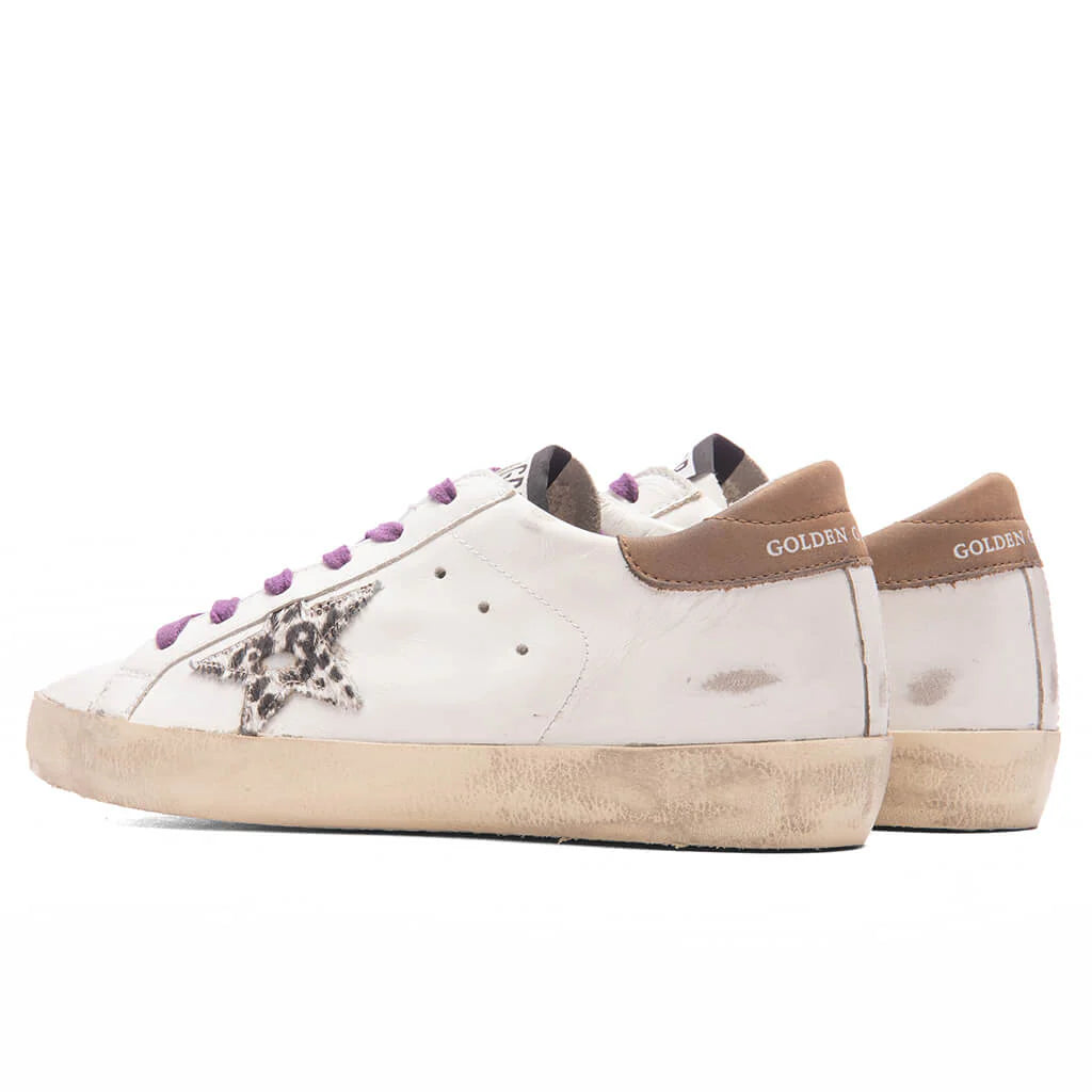 Womens Super Star Sneakers White Beige Brown Leo Brown