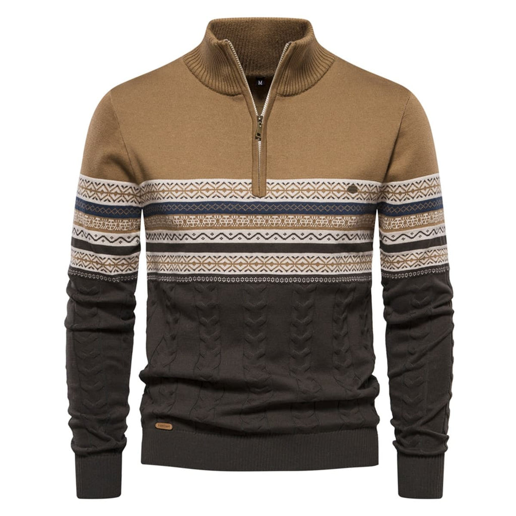 Mens Half Zip Stand Collar Polo Sweater