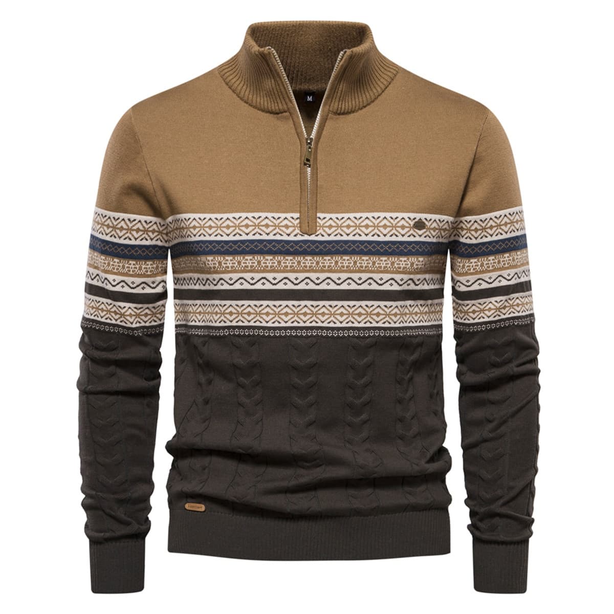 Mens Half Zip Stand Collar Polo Sweater