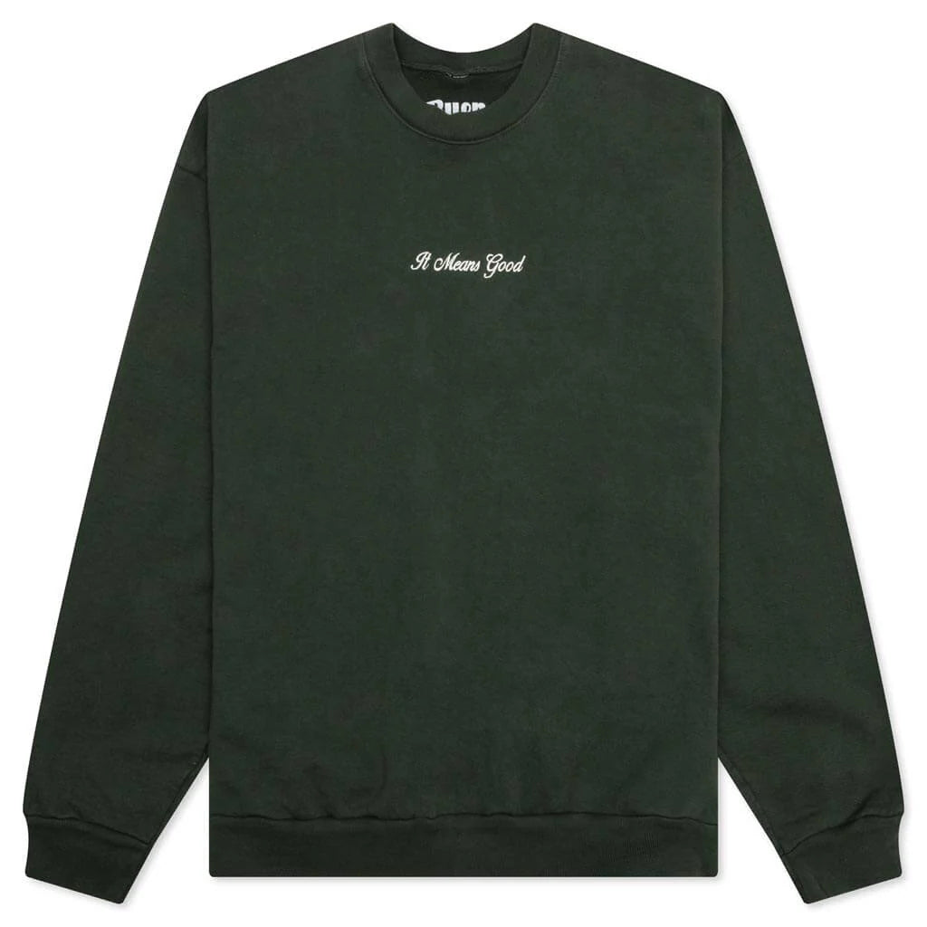 Embroidery Script Logo Crewneck Forest Green